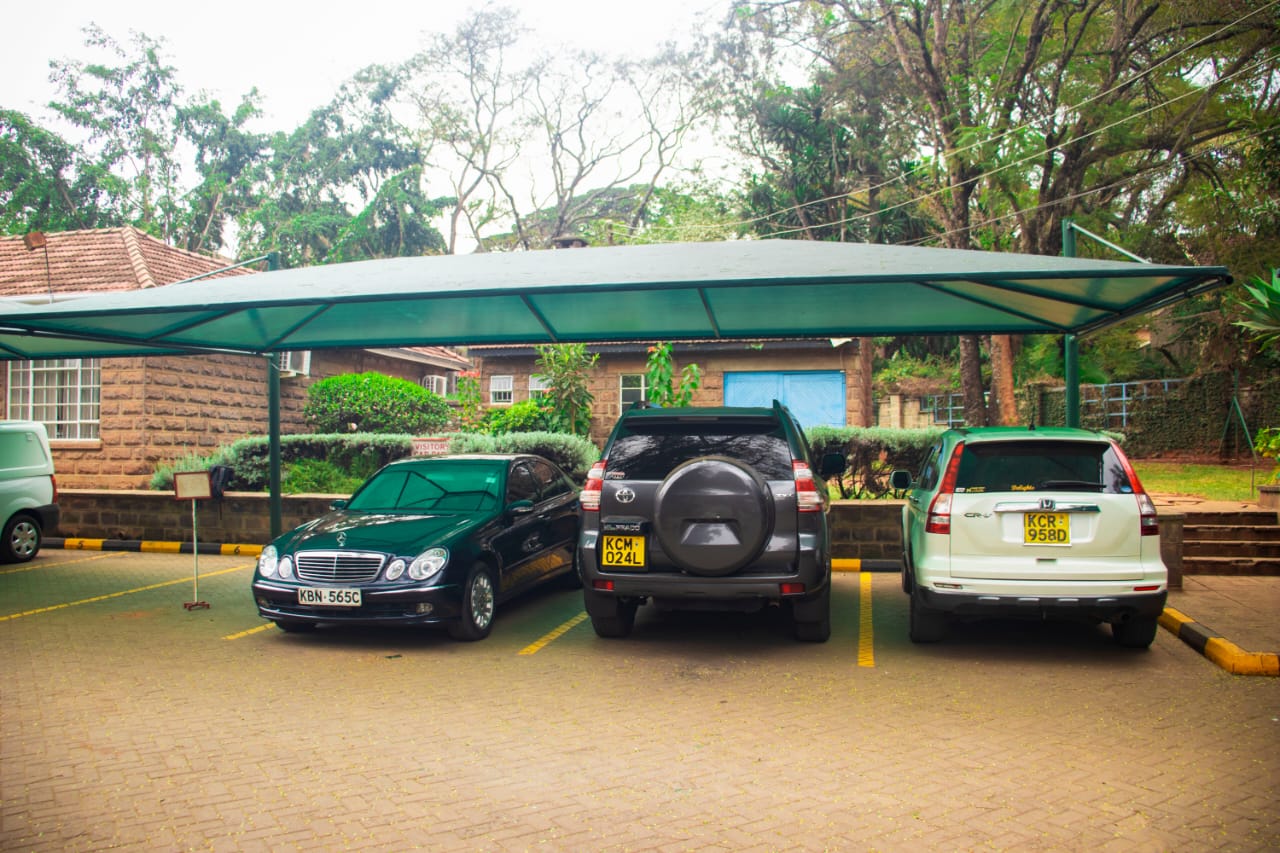 Car shade with car parked underneath Nairobi Kenya